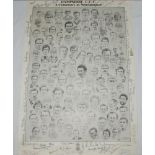 'Hampshire C.C.C. A Centenary at Southampton'. Large mono print showing the faces and names of