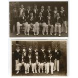 Nottinghamshire C.C.C. 1932 and 1934. Two sepia real photograph postcards of the Nottinghamshire