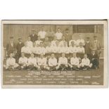 Tottenham Hotspur 1911/12. Early sepia real photograph postcard of the team and officials,