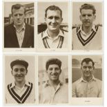Surrey C.C.C. 1950s. Seven original sepia real photograph player portrait postcards published by F.