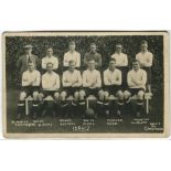 Tottenham Hotspur 1926/27. Mono real photograph postcard of the team and trainer, standing and