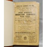 Wisden Cricketers' Almanack 1933 and 1934. 70th & 71st editions. Original paper wrappers, bound in