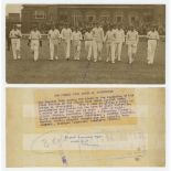 England v South Africa 1924. Original sepia press photograph of the England team walking on to the