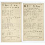 England v Australia 1944 and 1945. Two official scorecards for wartime matches played at Lord's.