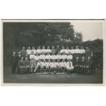 Tottenham Hotspur 1932/33. Mono real photograph postcard of the playing staff, officials and