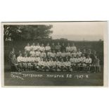Tottenham Hotspur 1927/28. Mono real photograph postcard of the playing staff, officials and