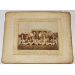 'Players of England v Uddingston' 1905. Original sepia photograph of the teams photographed at the