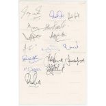 Test Captains 1990s/2000s. Page signed in ink by sixteen former Test captains. Signatures are Sourav