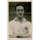 John William Jordan. Tottenham 1947/48. Mono postcard size real photograph of Jordan, half length,