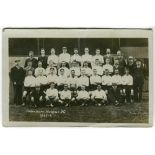 Tottenham Hotspur 1905/06. Early mono real photograph postcard of the team and officials, standing