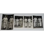 Walking out to bat. Pre World War II. Four original mono press photographs of pairs of batsmen