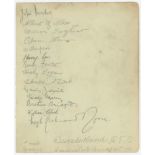 Sunderland A.F.C. 1909/10. Large album page signed in pencil by fourteen members of the Sunderland