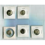 Lapel button/badges. Five sepia circular lapel button/badges of England players. Anonymous issue.