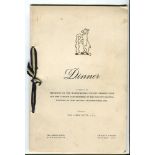 Warwickshire County Cricket Champions 1951. Large official menu for the 'Dinner in honour of the