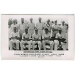 Leicestershire C.C.C. 1950. Excellent mono real photograph plain back postcard of the team seated