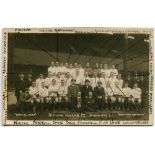 Tottenham Hotspur 1919/20. Early mono real photograph postcard of the team, officials and board