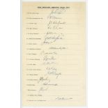 New Zealand tour to England 1958. Official autograph sheet nicely signed by seventeen members of the