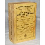 Wisden Cricketers' Almanack 1927. 64th edition. Original paper wrappers. Some staining to