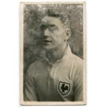 Walter John Alsford. Tottenham Hotspur 1930-1936. Mono real photograph postcard of Alsford, half