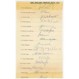 New Zealand 1958. Official autograph sheet for the New Zealand tour of England. Signed in ink by