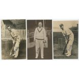 John Berry 'Jack' Hobbs. Surrey & England 1905-1934. Three mono real photograph postcards of