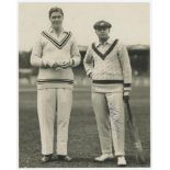England v Australia 1930. Original mono photograph of the two Captains, Percy Chapman and Bill