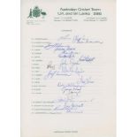 Australian tour to England 1981. Official autograph sheet signed by nineteen members of the