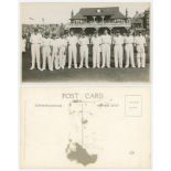 Australia tour to England 1938. Mono real photograph postcard of the Australian team standing in one