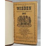 Wisden Cricketers' Almanack 1943. 80th edition. Original limp cloth covers, bound in light brown