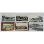 British golf course postcards. Four early mono real photograph and printed postcards, also one in