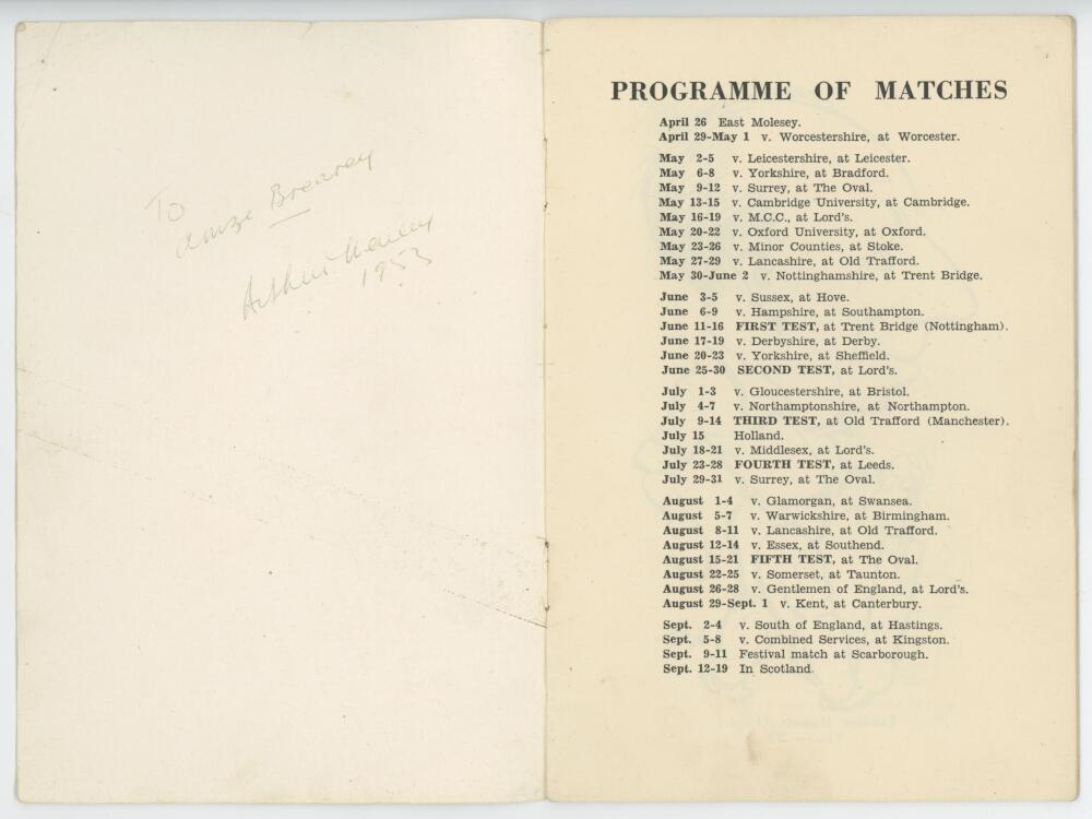 'Caricatures of the Australian XI. English Tour 1953'. Arthur Mailey. Sydney 1953. Original - Image 2 of 2