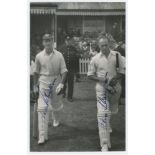 Middlesex C.C.C. 1952. Mono real photograph plain back postcard of Jack Robertson and Alex