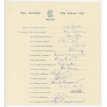 M.C.C. tour of Australia & New Zealand 1962/63. Official autograph sheet fully and nicely signed