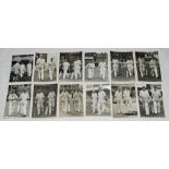 Opening batsmen 1920s-1962. A selection of twelve original mono press photographs of batsmen walking