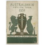 Australia 1934. Official 'Australian XI English Tour 1934 Orient Line R.M.S. Orford' brochure. The