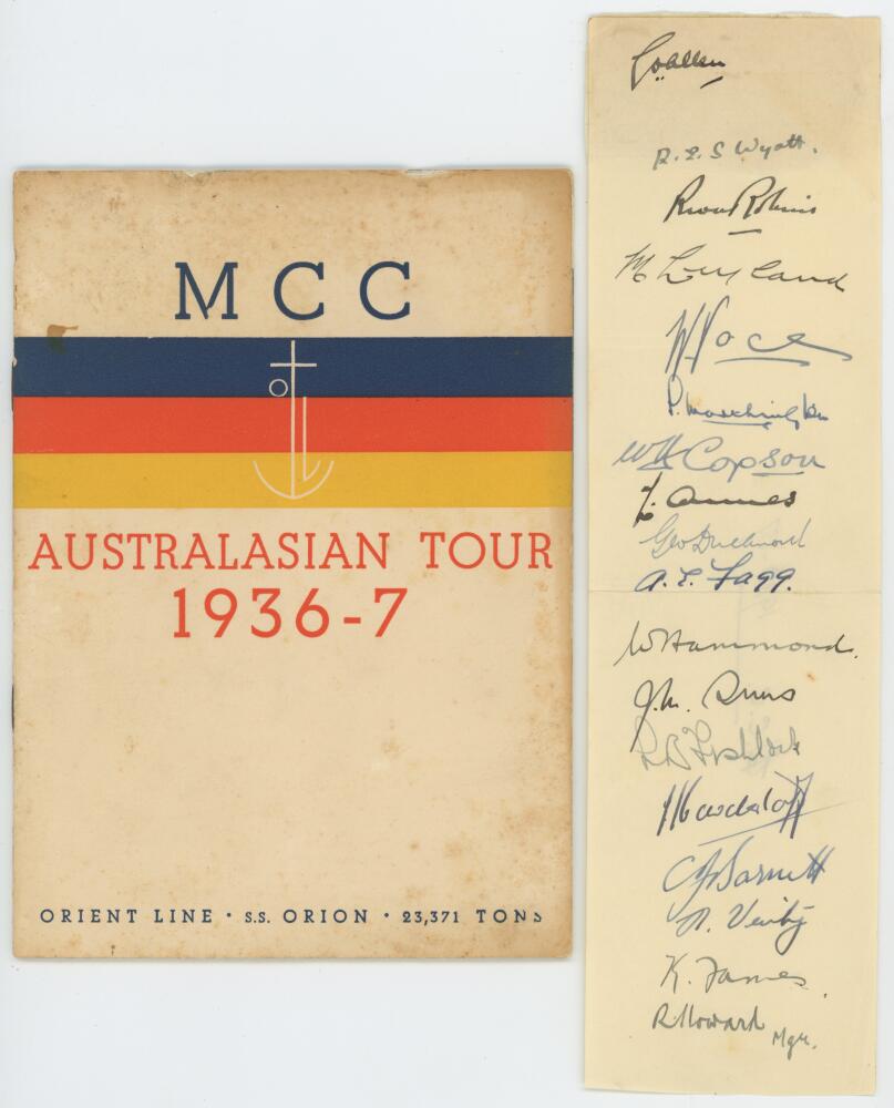 M.C.C. tour of Australia 1936/37. Official Orient Line 'S.S. Orion' brochure for the 'M.C.C. tour of