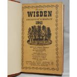 Wisden Cricketers' Almanack 1945. 82nd edition. Original limp cloth covers, bound in light brown