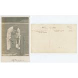 Henry Ridgen Butt. Sussex & England 1890-1912. Mono real photograph postcard of Butt crouching in