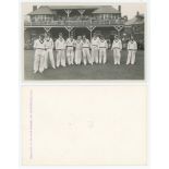 Australia tour to England 1948. Mono real photograph plain back postcard of the Australian team