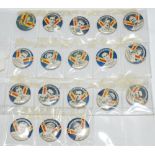 Australia v England 1950/51. Eighteen metal lapel badges with colour images and printed signatures