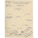 Southampton F.C. 1935/36. Large page taken from the visitor's book of the Stratford Hotel,
