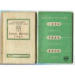 Worcestershire County Cricket Club Official Yearbook 1948 and 1950. Original decorative stiffened