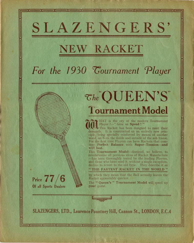 Tennis. Wimbledon 1930. 'The Lawn Tennis Championship Meeting 1930'. Official programme for - Image 2 of 2