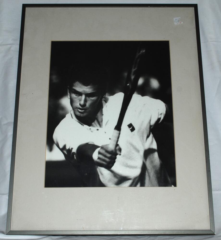 Tennis. Three large mono posters of tennis players, each mounted, framed and glazed. Two feature a - Image 2 of 3