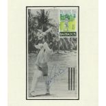 Garry Sobers. Barbados Independence postcard 1966, first day of issue, signed to face by Garry