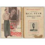M.C.C. tour to Australia 1950/51. Official souvenir programme for the M.C.C. tour to Australia