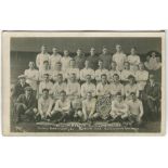Tottenham Hotspur 1919/20. Mono real photograph postcard of the team and officials standing and