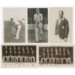 Yorkshire C.C.C. Three mono real photograph postcards including Len Hutton in batting pose at the
