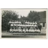 Tottenham Hotspur 1934/35. Mono real photograph postcard of the playing staff, officials and