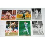 Australia and England. Six signed colour press photographs of Australia Test cricketers, S. Warne,